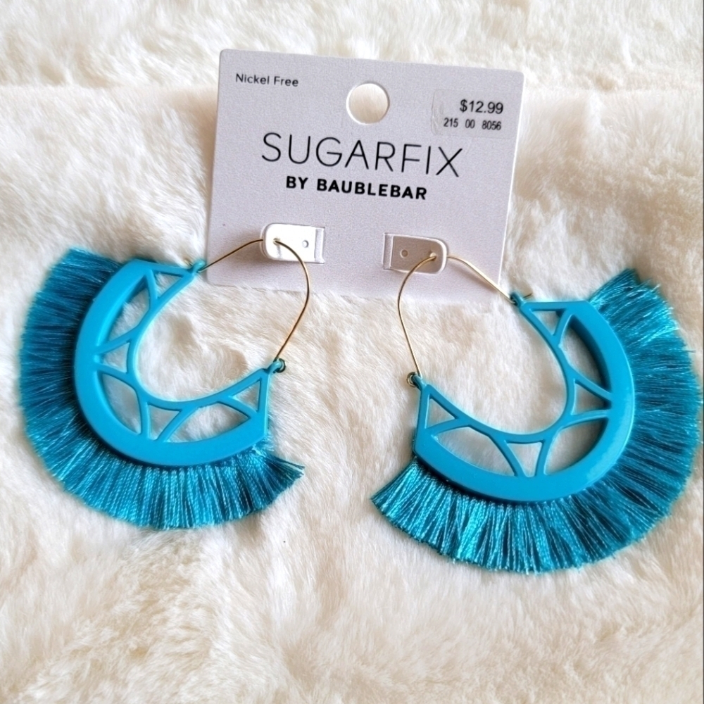 Sugarfix by Bauble Bar Blue Fringe Hoops